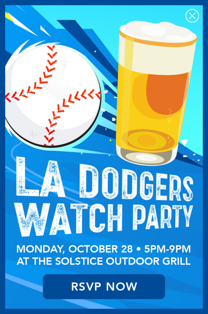 LA Dodgers watch party on Monday October 28th at 5pm