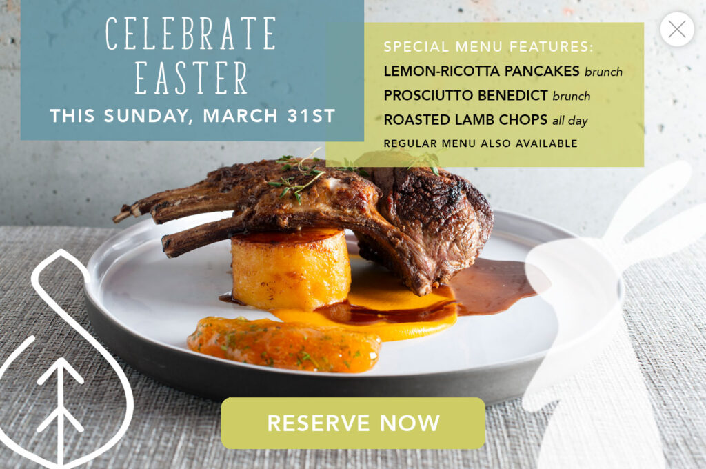 Celebrate Easter on Sunday, March 31st, click here to reserve