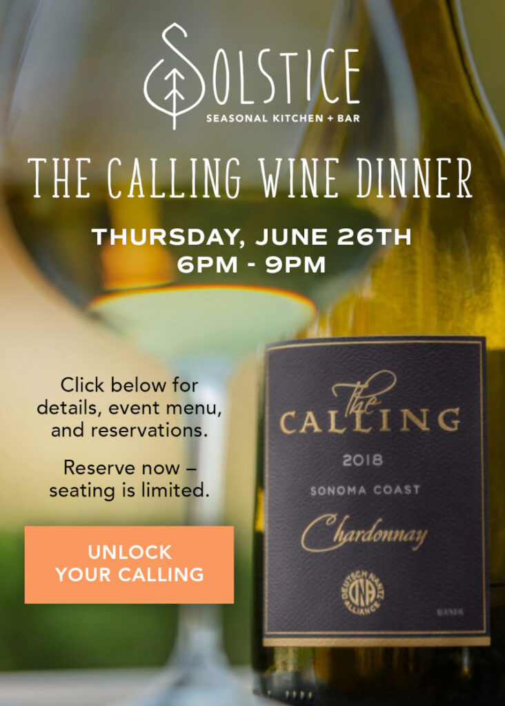 The Calling Wine Dinner Thursday, June 26th from 6pm-9pm. click to reserve